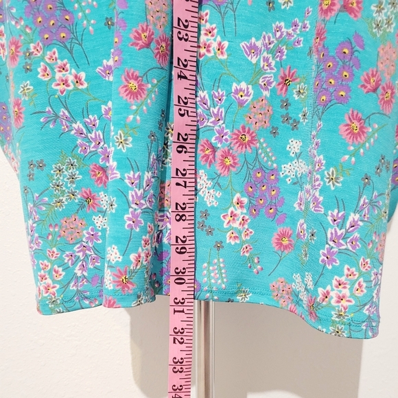 DEAR SCARLETT Women's Floral Tunic Blouse Oversized Turquoise Size XL - Picture 7 of 10